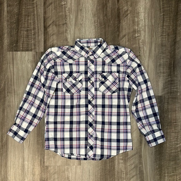 Wrangler Other - Wrangler Retro Western Plaid Long Sleeve Pearl Snap - Large